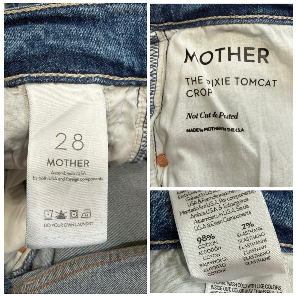 Mother The Pixie Tomcat Crop size 28 Not Cut & Pasted Ankle Jeans - Picture 13 of 15